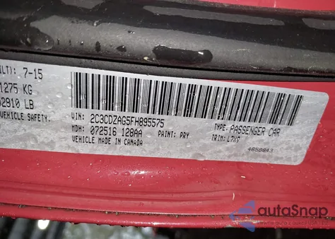 2015 Dodge Challenger Sxt z USA, uszkodzony, nr VIN 2C3CDZAG5FH895575